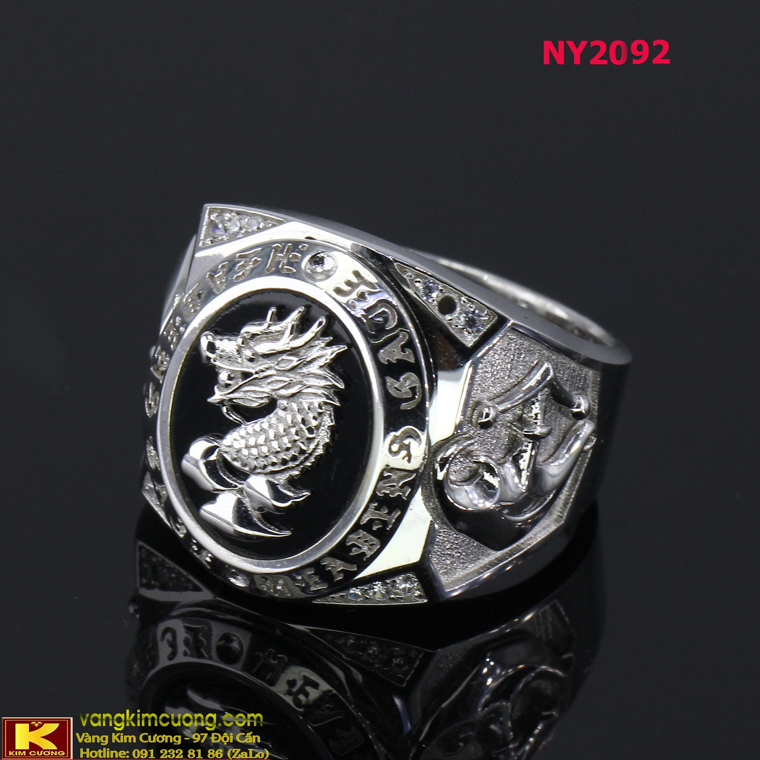 Nhẫn nam vàng trắng italy 18k NY2092