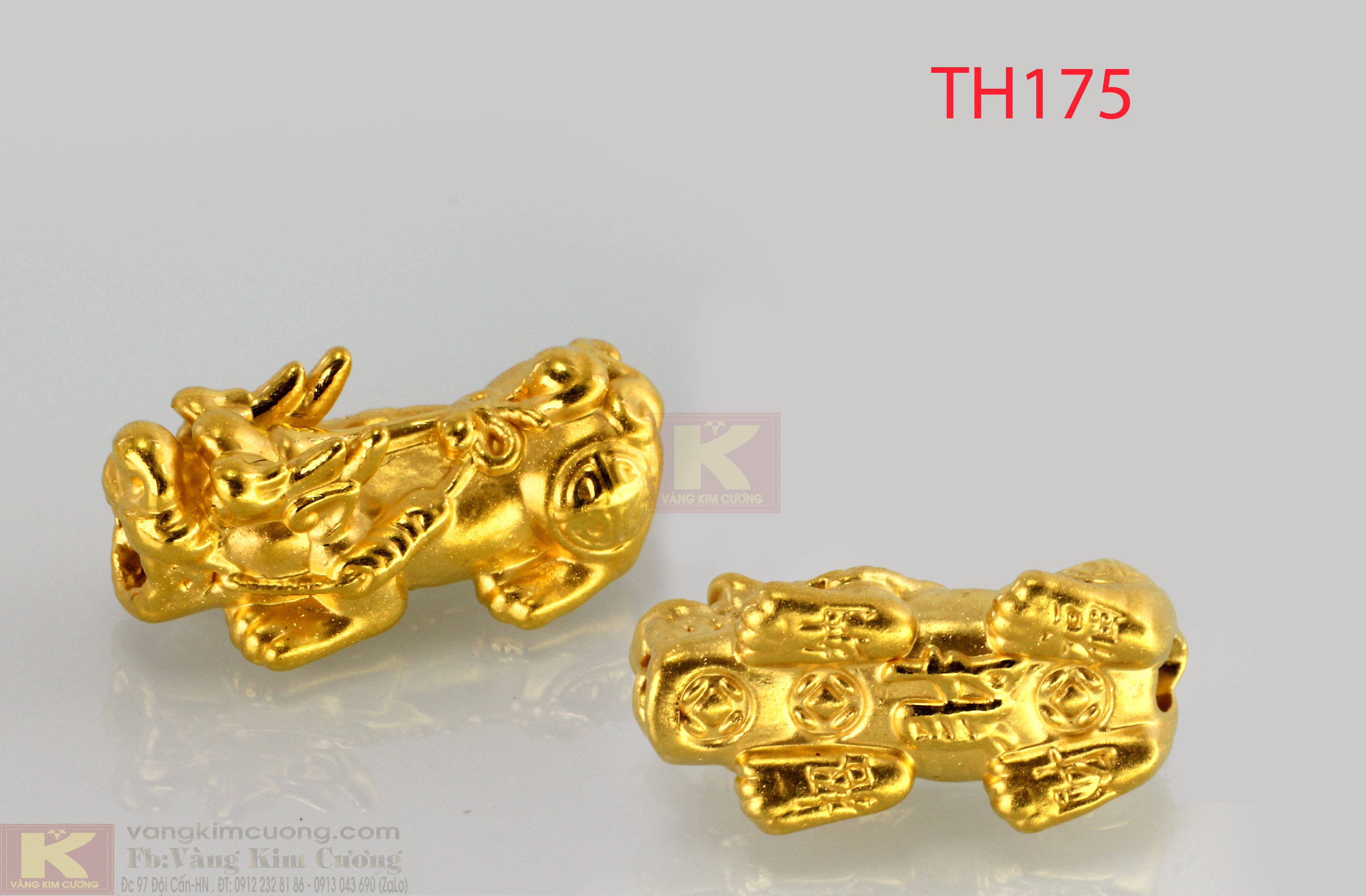 Đôi Charm Tỳ Hư tích lộc vàng 24k mã TH175