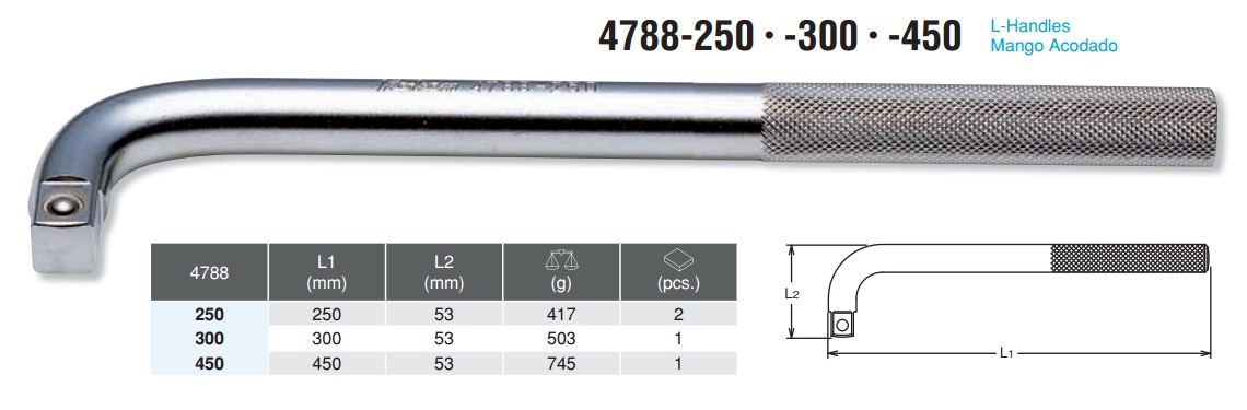 Tay vặn chữ L, Koken 4788-300, tay vặn 1/2 inch