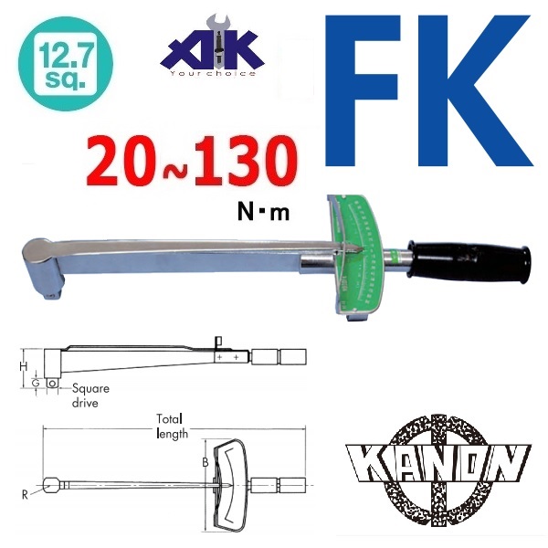 Cờ lê lực Kanon, Kanon N130FK, dải đo lực 20-130Nm