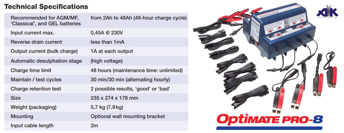 Máy sạc bình ắc quy 12V, máy sạc 8 bình 12V, OptiMATE TS-44, OptiMATE PRO-8
