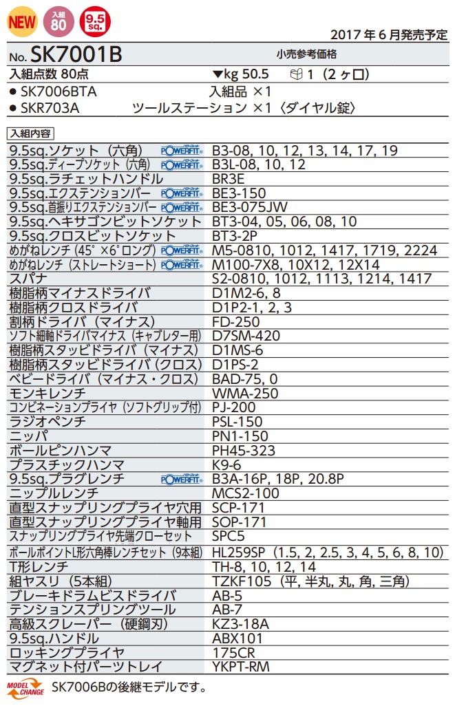 Bộ dụng cụ KTC, KTC SK7001B, KTC SK7006BTA, bộ dụng cụ 80 chi tiết, bộ 80 chi tiết