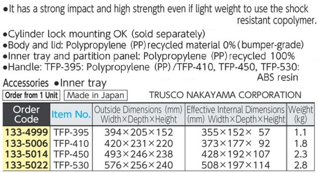 Hộp đựng dụng cụ Trusco, Trusco TFP-395, TFP-410, TFP-450