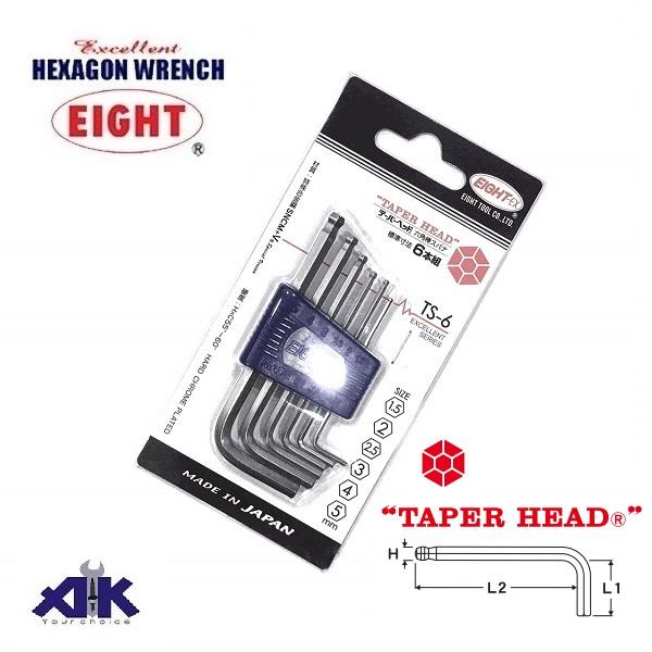 Bộ lục giác 6 cỡ từ 1.5-5mm, Eight TS-6, lục giác chìm Eight