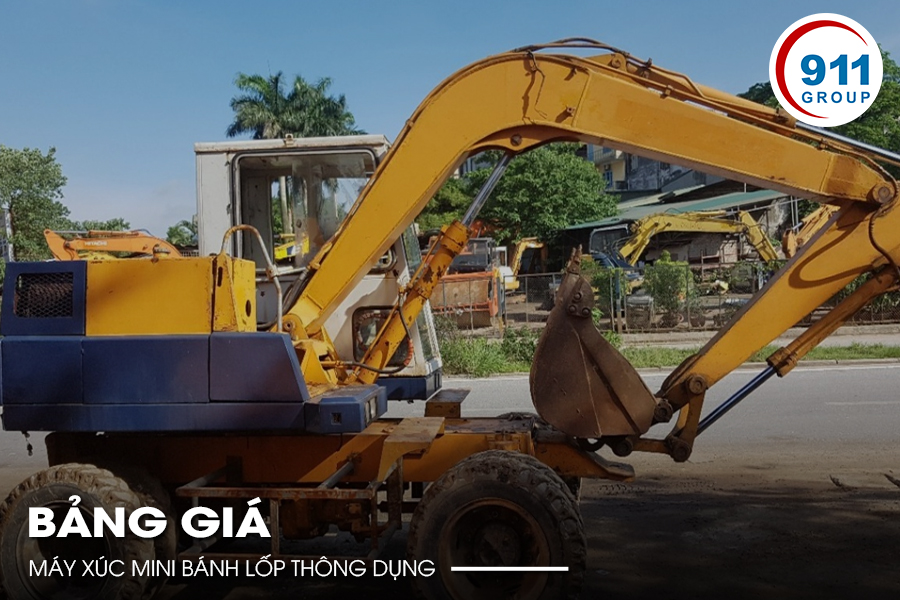 Bảng giá máy xúc mini bánh lốp thông dụng