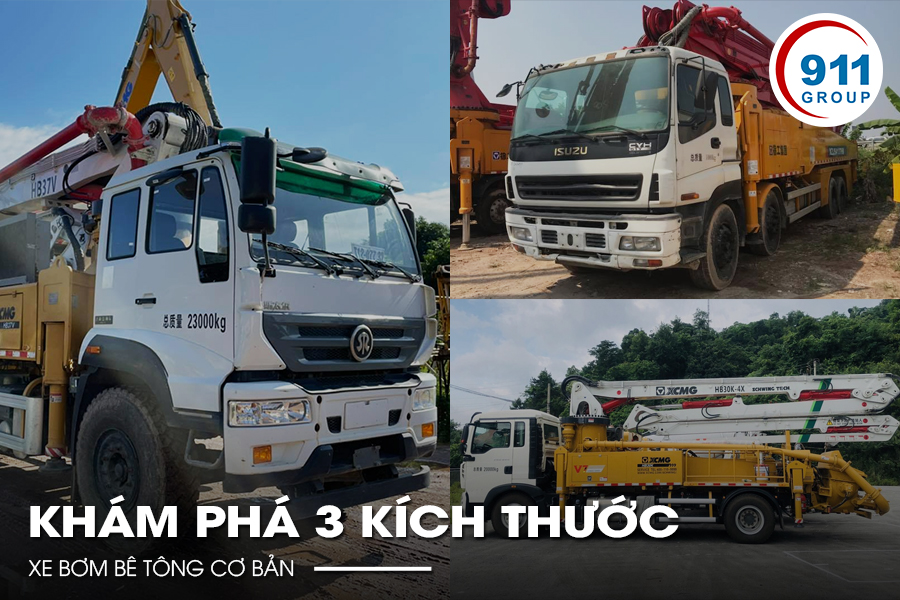 Khám phá 3 kích thước xe bơm bê tông cơ bản