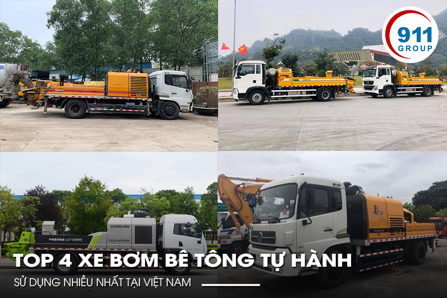 Top 4 xe bơm bê tông tự hành sử dụng nhiều nhất tại Việt Nam