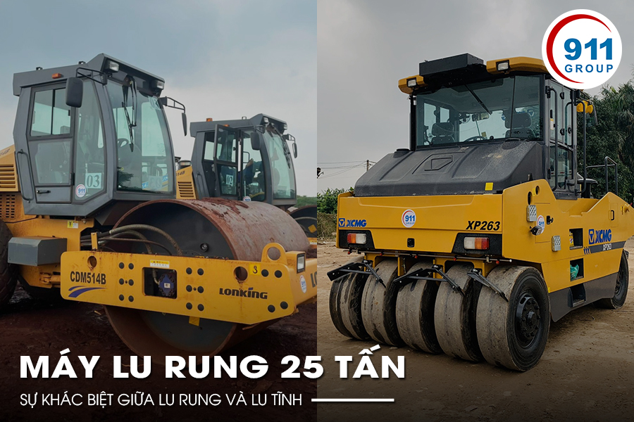 Máy lu rung 25 tấn: sự khác biệt giữa lu rung và lu tĩnh