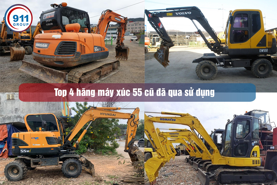 Top 4 hãng máy xúc 55 cũ đã qua sử dụng