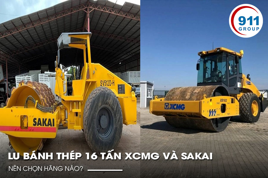 Lu bánh thép 16 tấn XCMG và Sakai – Nên chọn hãng nào?
