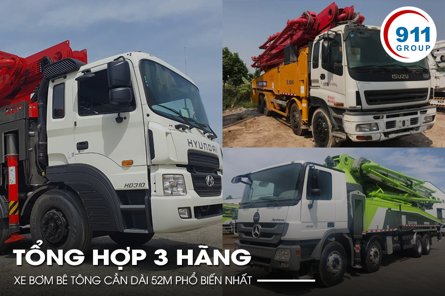 Tổng hợp 3 hãng xe bơm bê tông cần dài 52m phổ biến nhất