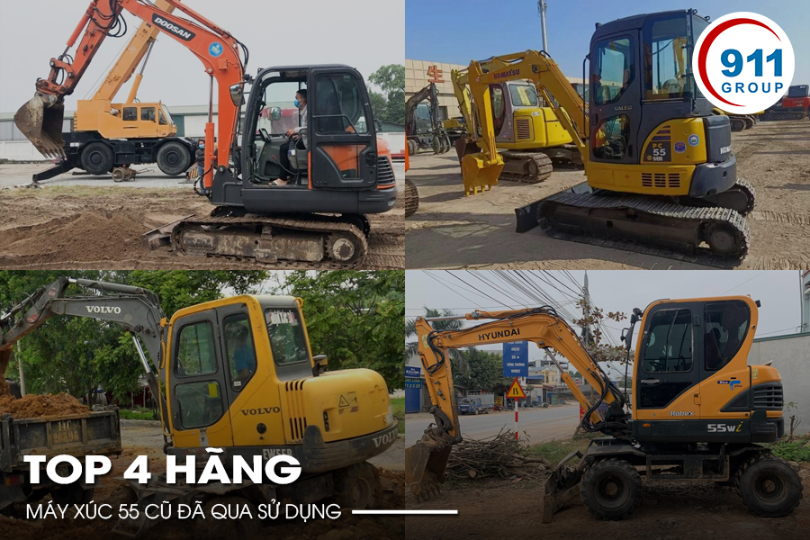 Top 4 hãng máy xúc 55 cũ đã qua sử dụng