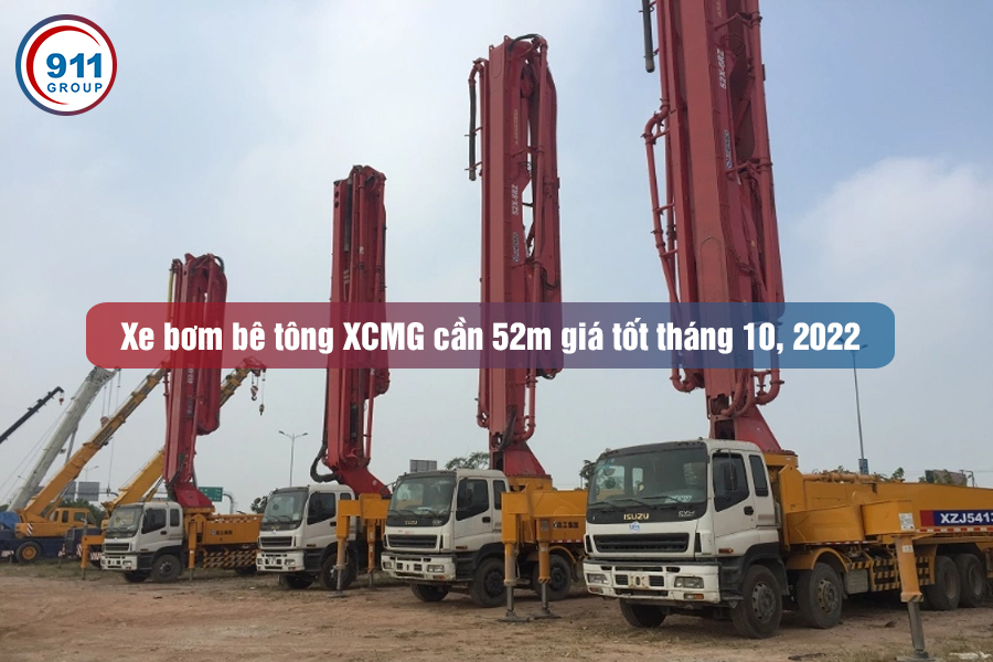 Xe bơm bê tông XCMG cần 52m giá tốt tháng 10, 2022