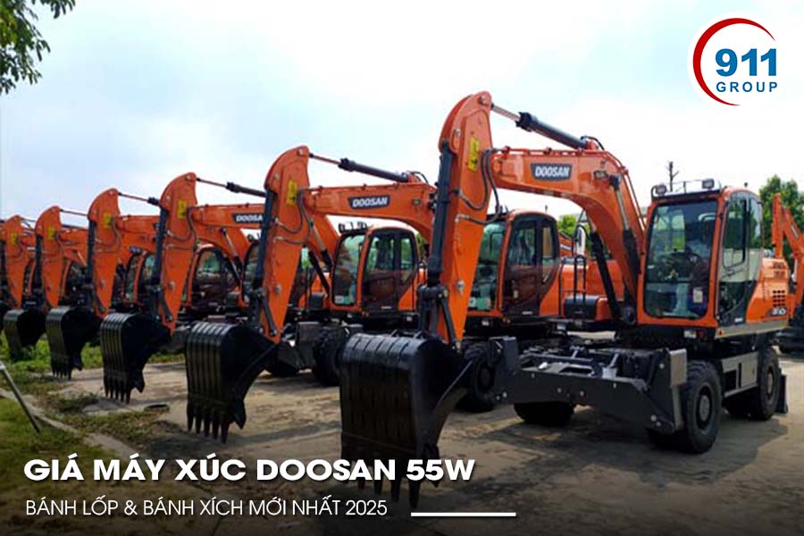Giá Máy Xúc Doosan 55W – Bánh Lốp & Bánh Xích Mới Nhất 2025