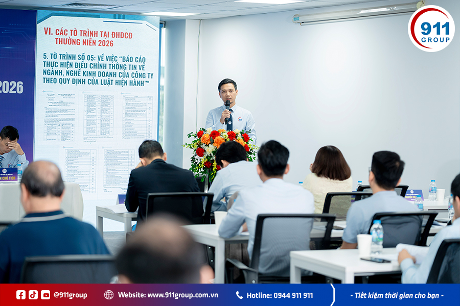 TẬP ĐOÀN 911 TỔ CHỨC THÀNH CÔNG ĐẠI HỘI ĐỒNG CỔ ĐÔNG THƯỜNG NIÊN 2026