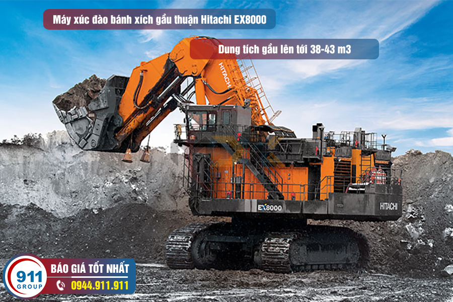 Máy đào bánh xích Hitachi EX8000 - Gầu thuận