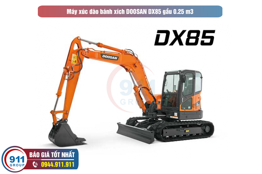 Máy xúc đào bánh xích DOOSAN DX85 gầu 0.25 m3