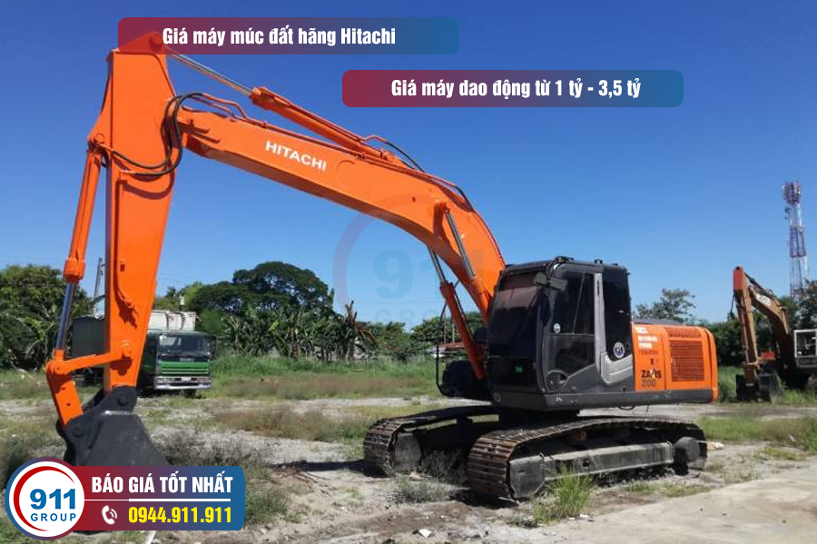 Giá máy múc đất hãng Hitachi dao động 1 tỷ - 3,5 tỷ