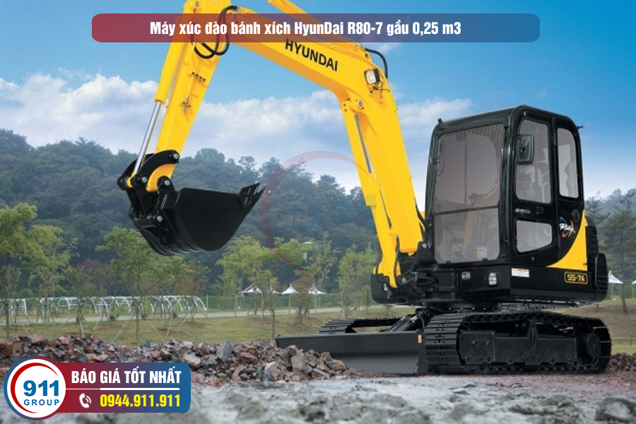 Máy xúc đào bánh xích HyunDai R80-7 gầu 0,25 m3