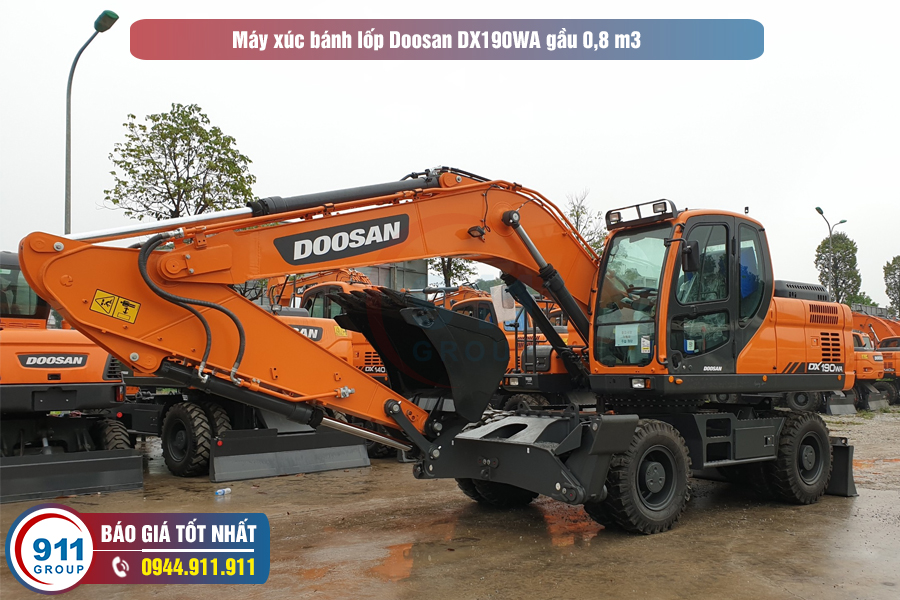 Hình ảnh máy xúc bánh lốp Doosan DX190WA gầu 0,8 m3