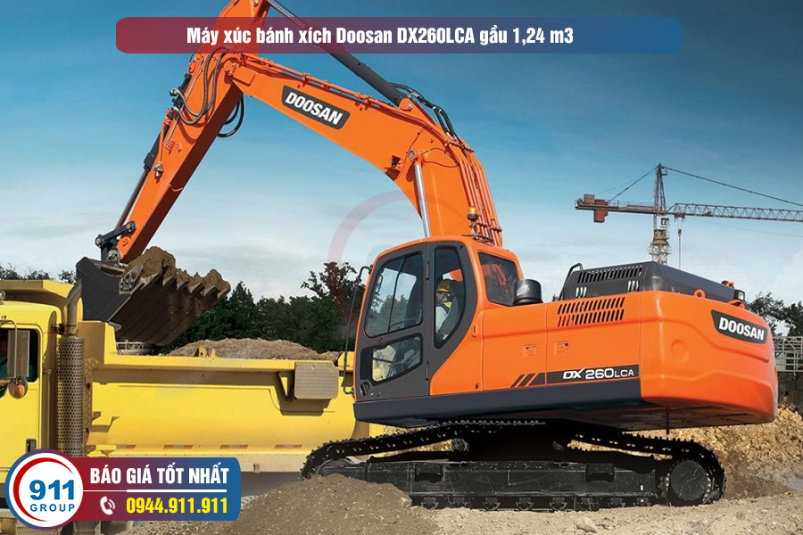 Hình ảnh máy xúc bánh xích Doosan DX260LCA gầu 1,24 m3