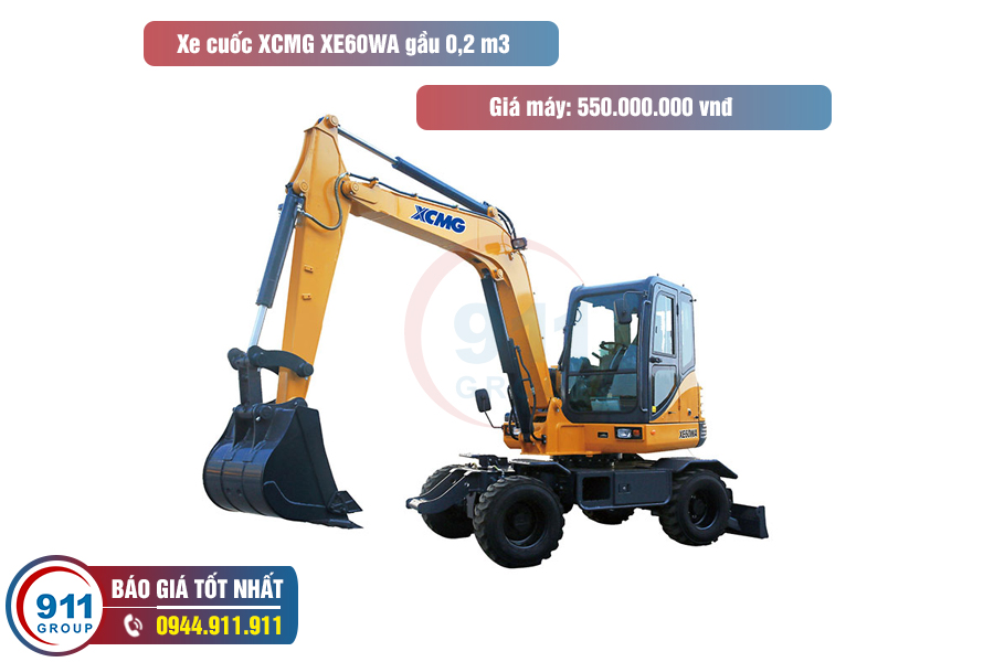 Xe cuốc XCMG XE60WA gầu 0,2 m3