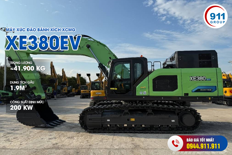 Máy xúc đào ĐIỆN bánh xích XCMG gầu 1.9 m3 Model: XE380EV