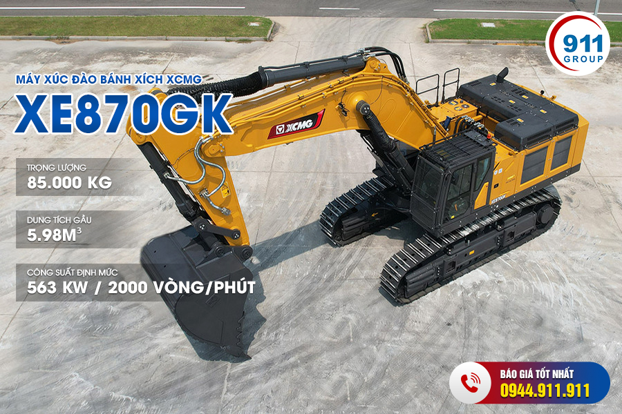 Máy xúc đào bánh xích XCMG gầu 5.98 m3 Model: XE870GK