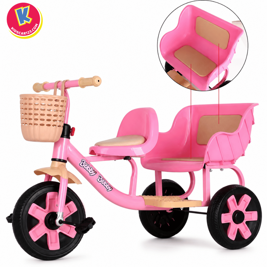 Xe đạp 3 bánh cho bé 6677 với thiết kế 2 chỗ ngồi tiện lợi