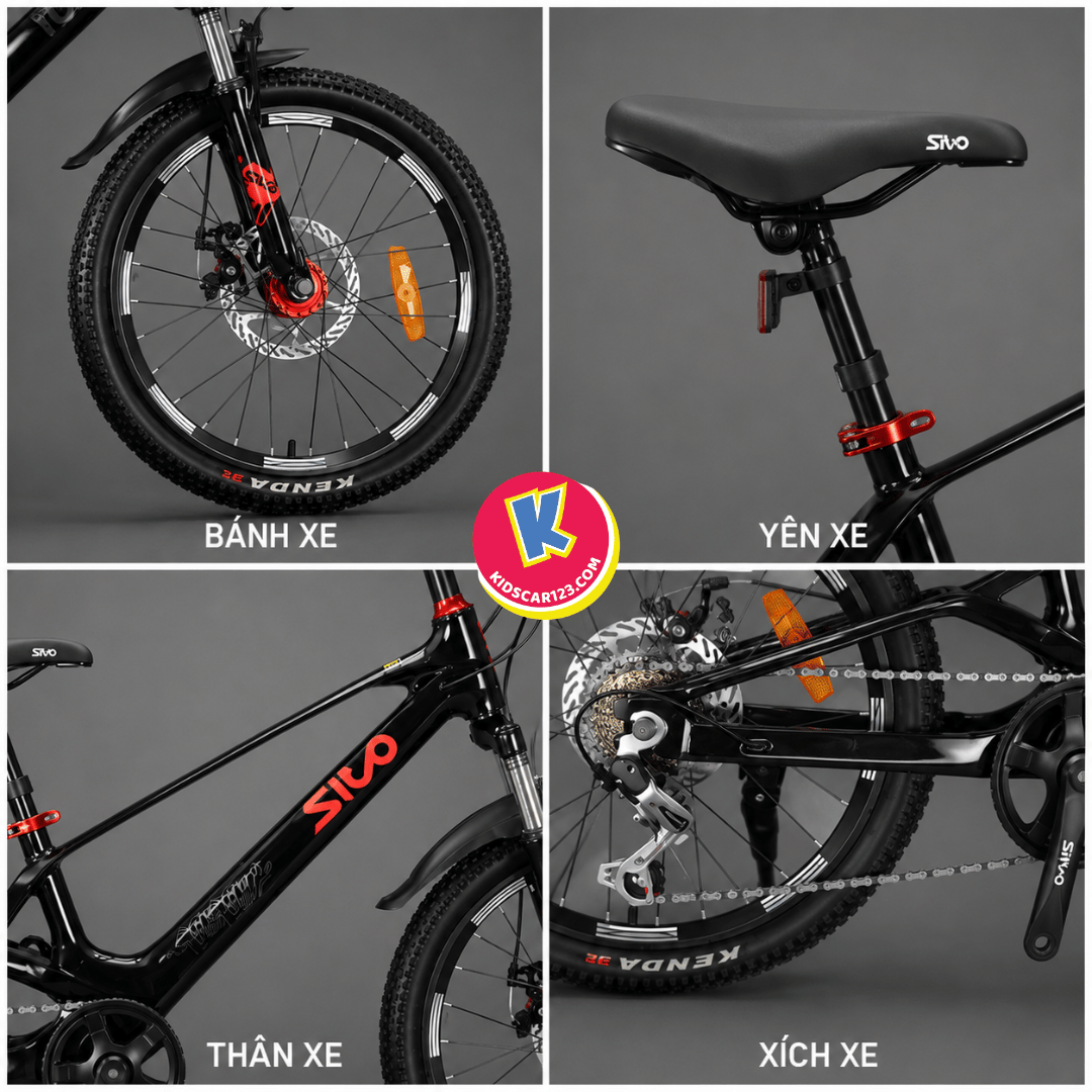 Chi tiết tay đề và khung sườn xe đạp cho bé trai Sito ST680