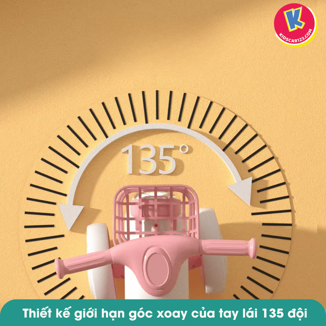 Vô lăng xe chòi cho bé 1 tuổi giới hạn góc lái 135 độ chống lật