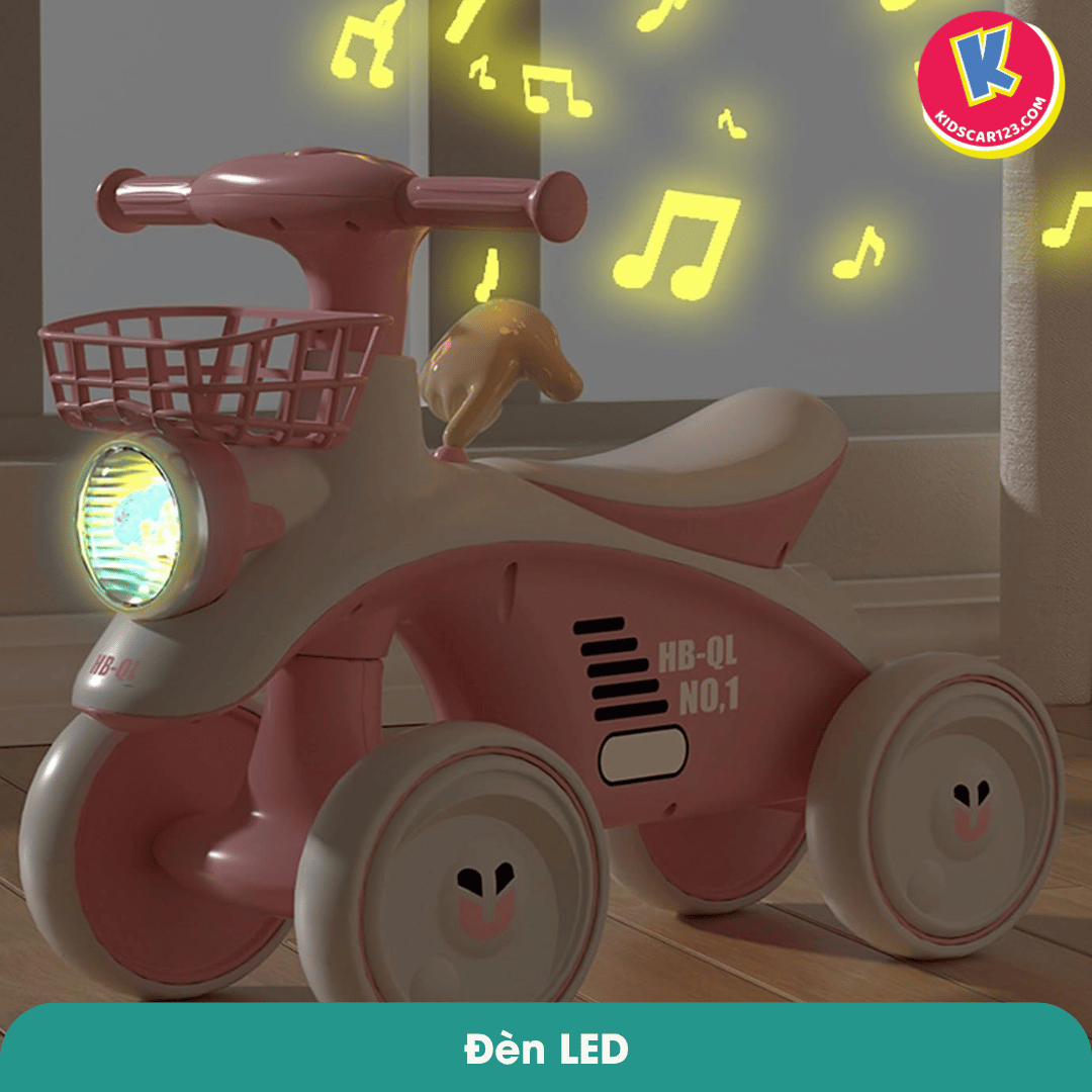 Đèn LED siêu sáng trên đầu xe chòi chân em bé