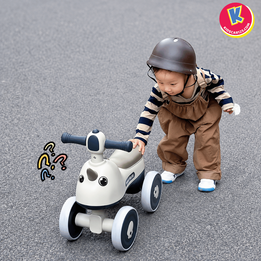 Bé hào hứng chơi xe chòi chân cho bé 1 tuổi