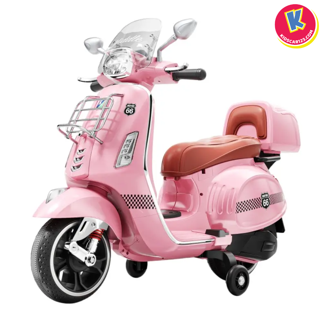 Xe máy điện trẻ em Vespa 1388-1 màu hồng Best Seller cực xinh