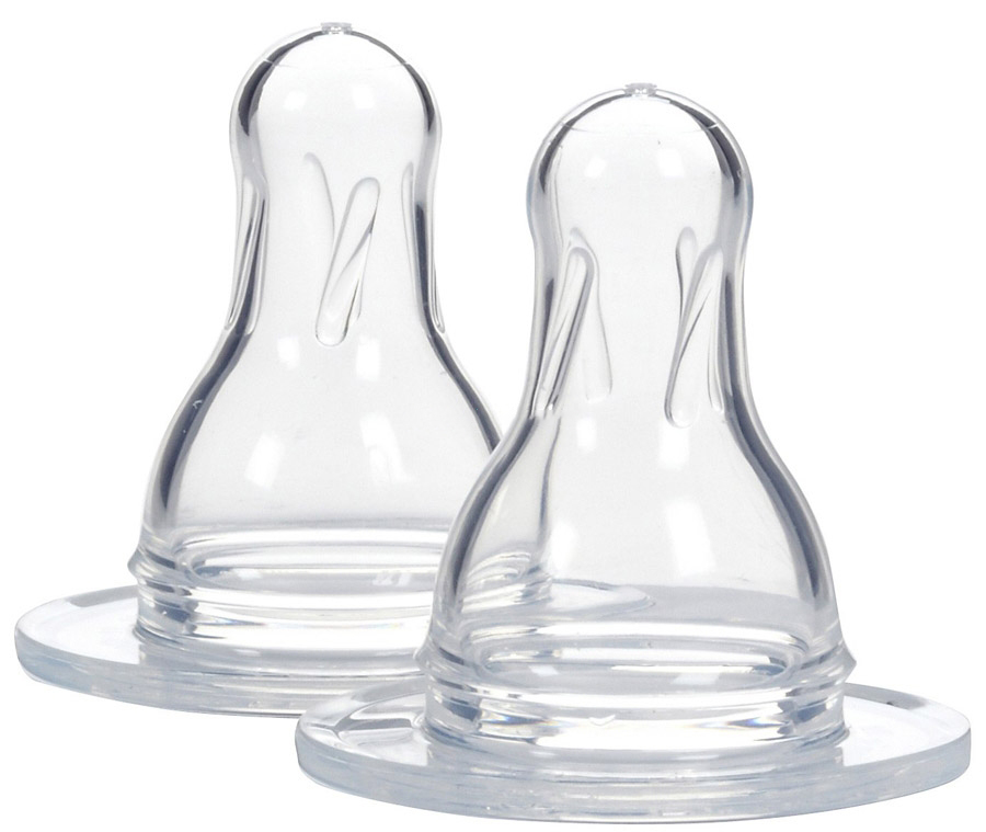 Hộp 2 núm ty silicone Dr.Brown's cổ thường cho trẻ tập bú bình