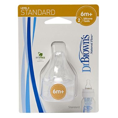 Hộp 2 núm ty silicone Dr.Brown's cổ thường Level 3 (3-6m)