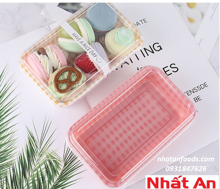 Hộp nhựa Caro hình chữ nhật màu hồng