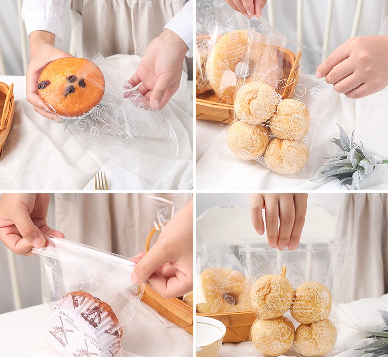 Túi dán bánh mì ngọt, đựng bánh kẹo 15x18cm - 100 cái