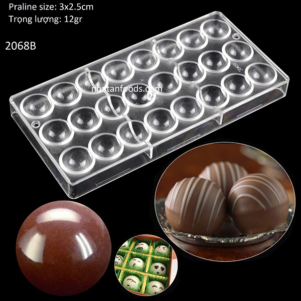 2068 - Khuôn socola bonbon hình tròn trơn 12gr