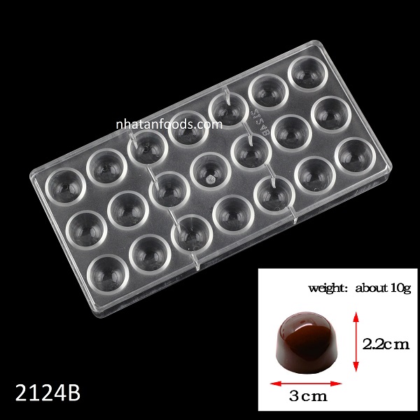 2124B - Khuôn socola bonbon hình trụ tròn 10gr