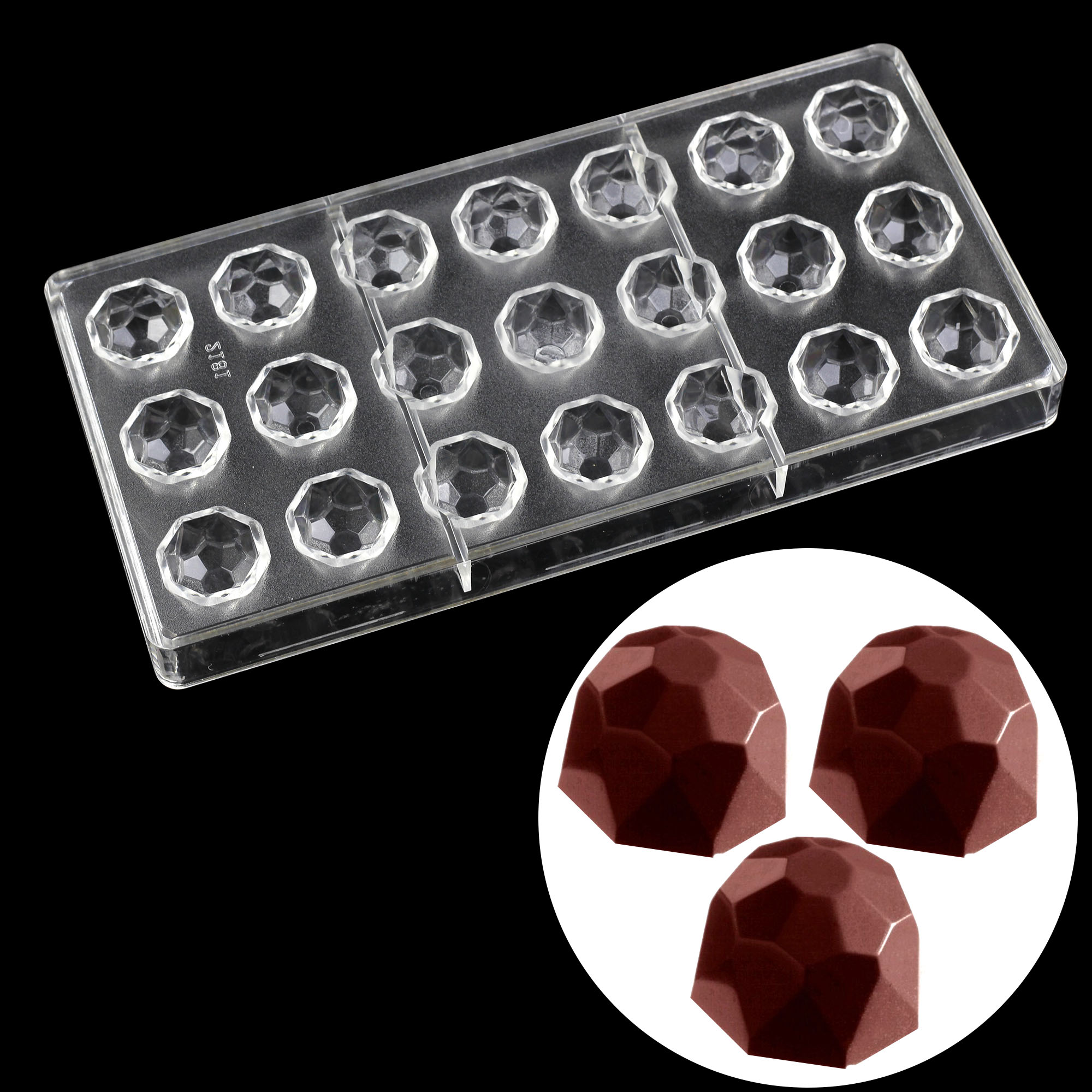 2181 - Khuôn socola bonbon hình quả banh / kim cương