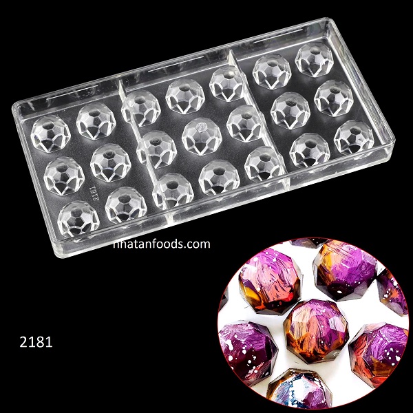 2181 - Khuôn socola bonbon hình quả banh / kim cương
