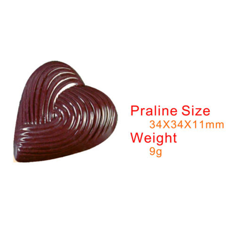 2513 - Khuôn socola bonbon hình tim họa tiết mặt