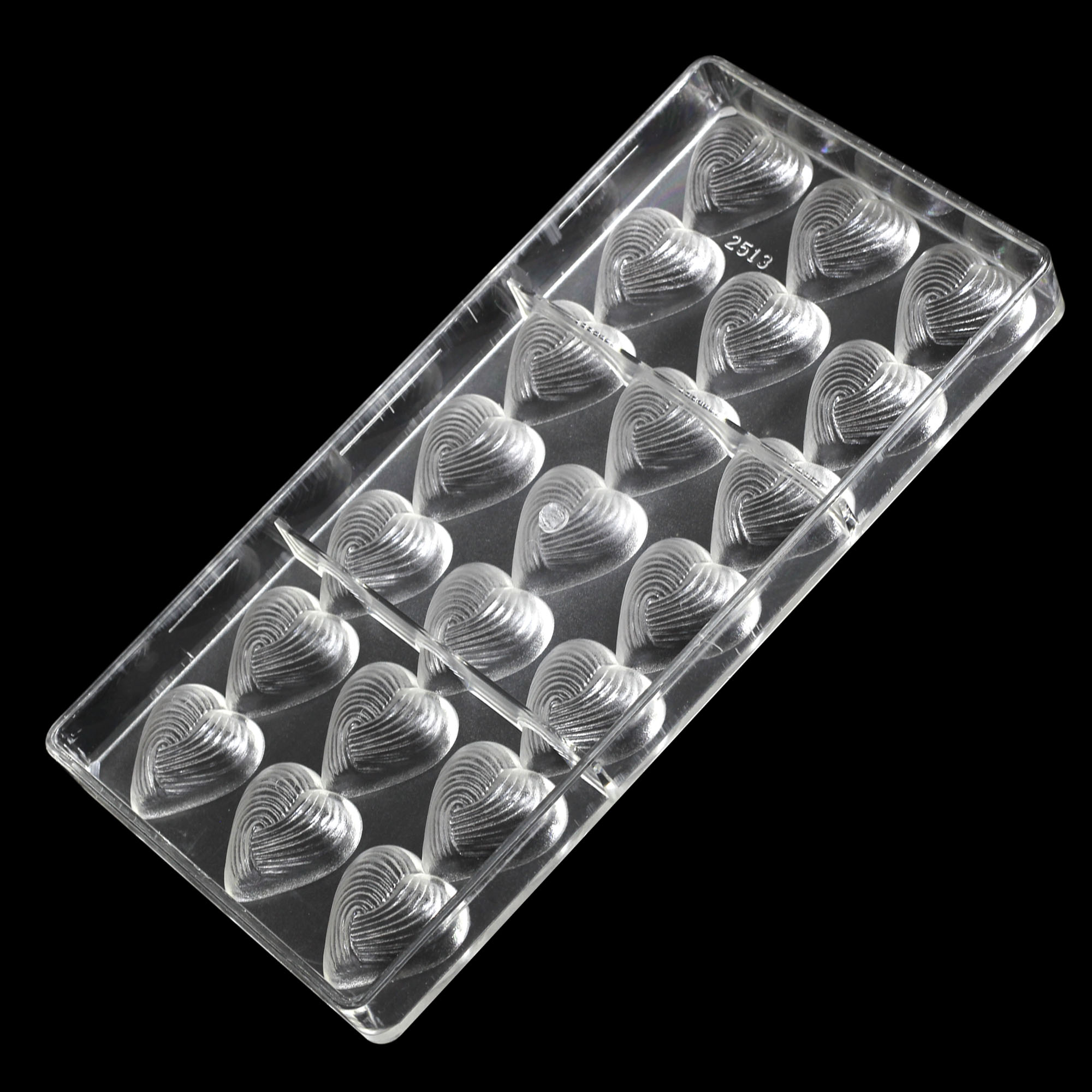 2513 - Khuôn socola bonbon hình tim họa tiết mặt