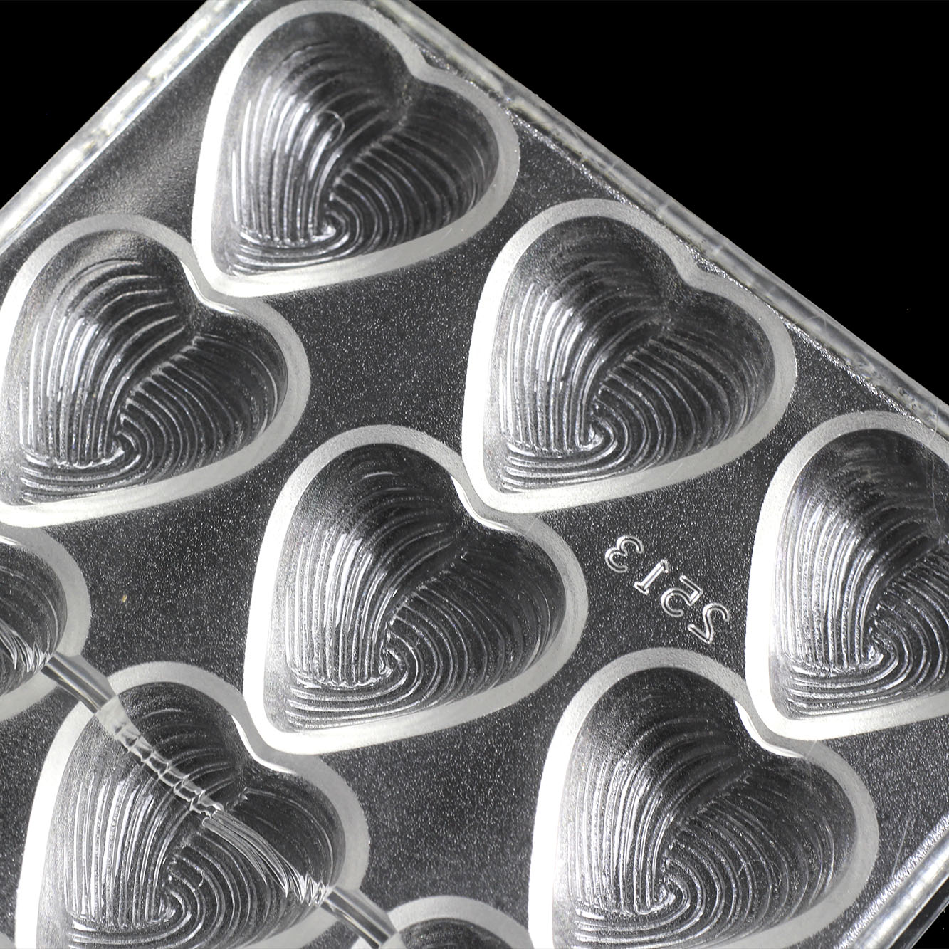 2513 - Khuôn socola bonbon hình tim họa tiết mặt