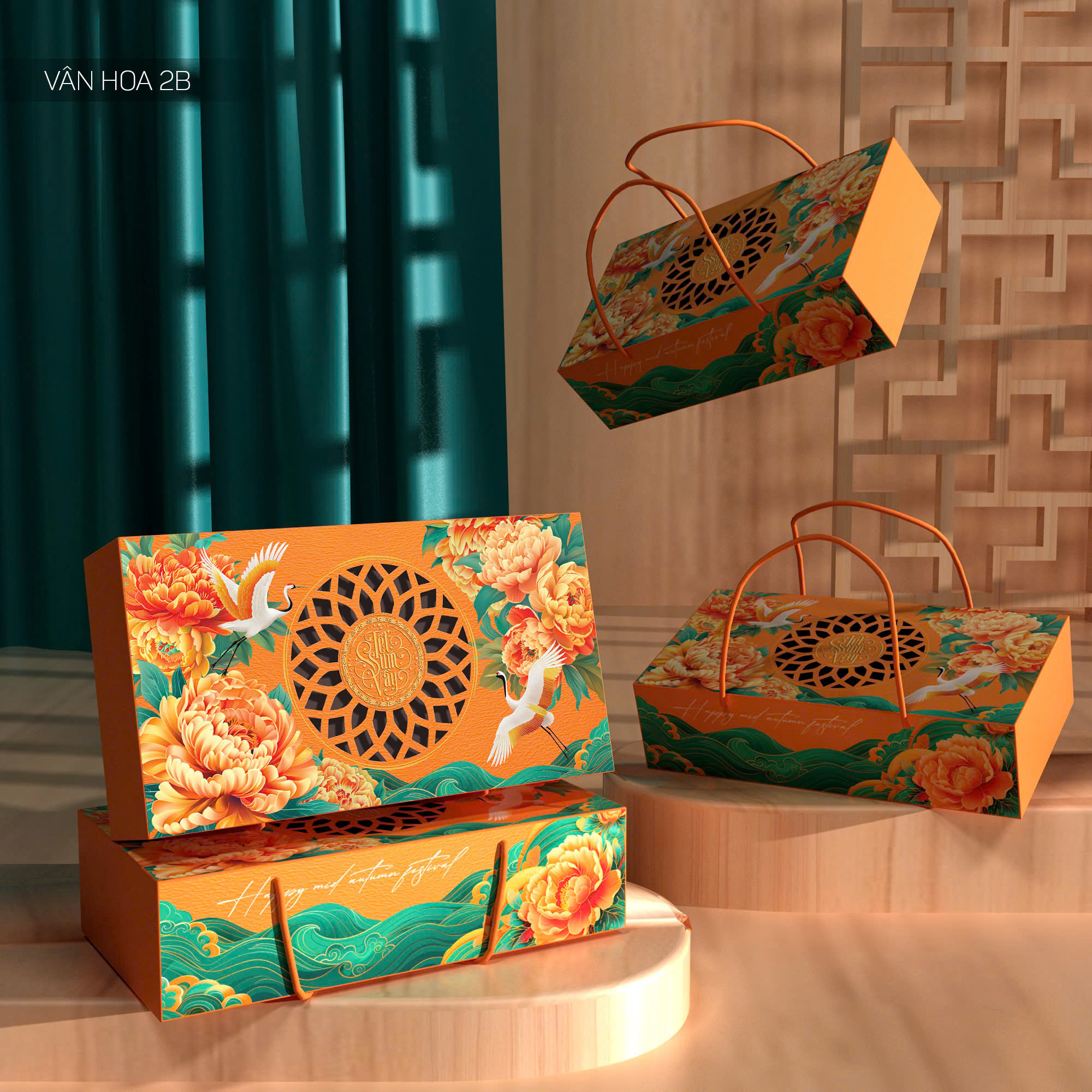 Hộp trung thu vân hoa 2B