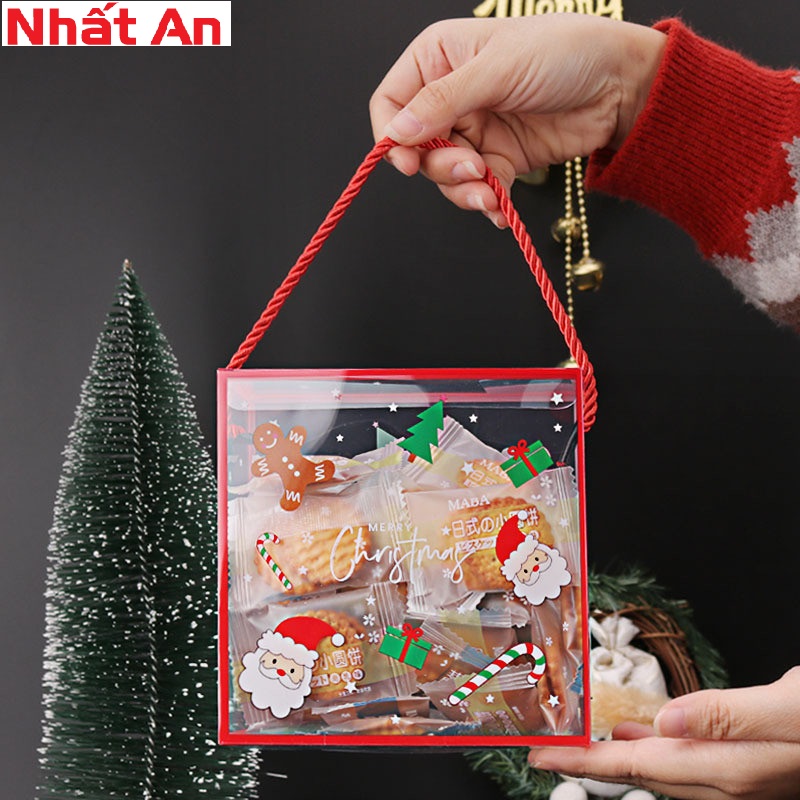 Hộp nhựa vuông ông già Noel đi phát quà 14x7cm