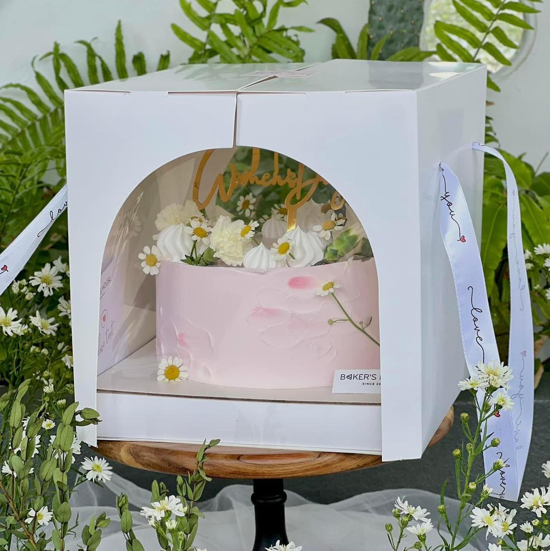 Hộp Bánh Kem giấy + mica 22 x 18cm