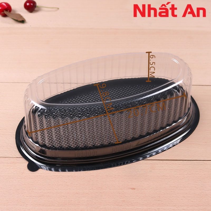 Hộp nhựa oval pet đế đen F70