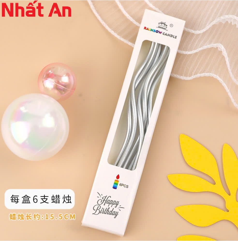 Nến xoắn dài nhũ bạc 15.5cm